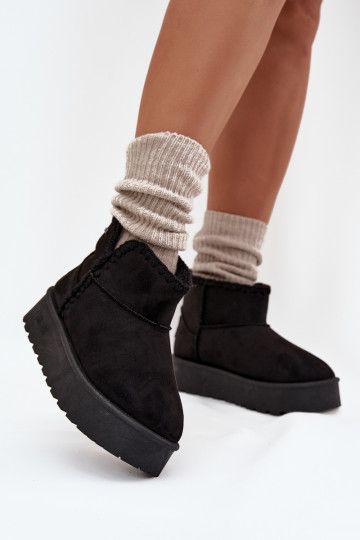 Stivali da neve da donna con platforma e cuciture Big Star SS274128 color nero