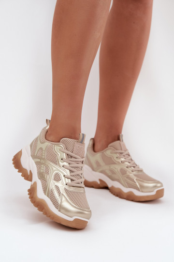 Scarpe sportive da donna, modello sportivo, Big Star SS274014 HI-POLY SYSTEM color sabbia-d'oro 2