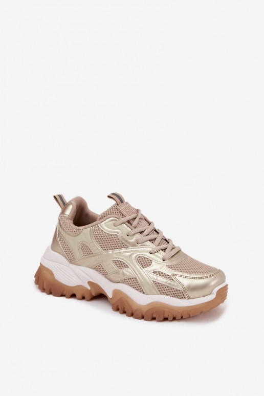 scarpe da ginnastica Scarpe modello sneakers Femminile Big Star SS274014 HI-POLY SYSTEM beige-colore dorato