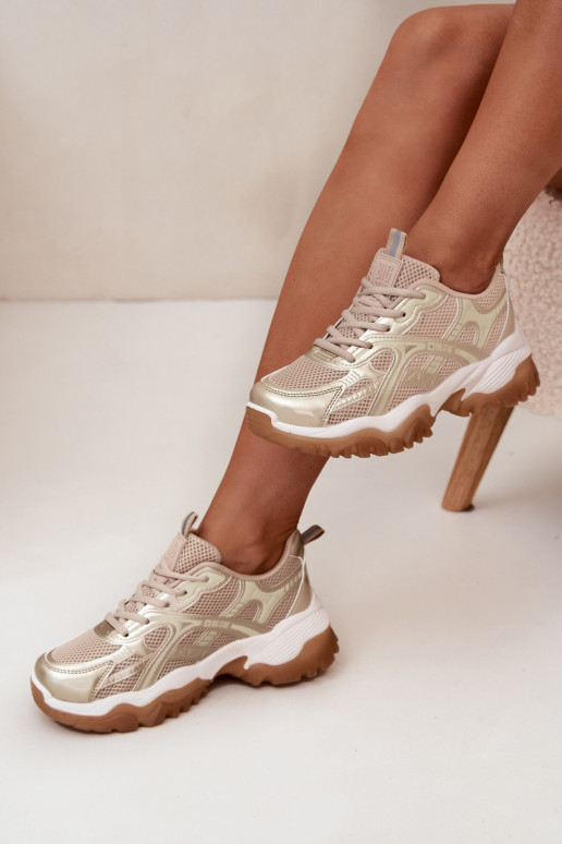 scarpe da ginnastica Scarpe modello sneakers Femminile Big Star SS274014 HI-POLY SYSTEM beige-colore dorato