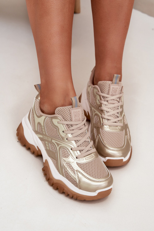 scarpe da ginnastica Scarpe modello sneakers Femminile Big Star SS274014 HI-POLY SYSTEM beige-colore dorato