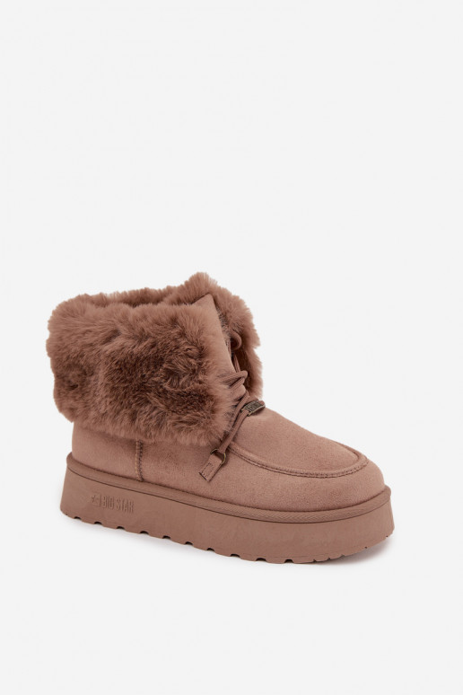 Stivali da neve Femminile con una piattaforma con una pelliccia I INiązaniem Big Star SS274114 beige