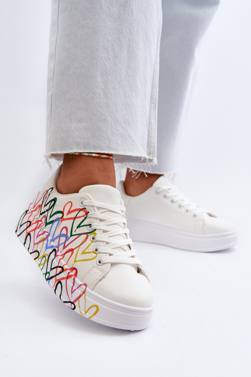 Femminile Scarpe modello sneakers Con I Cuori Colore bianco Claral