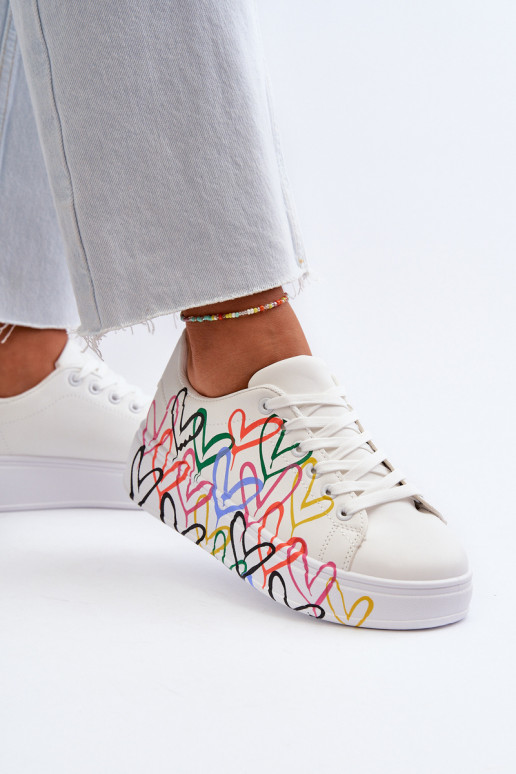 Femminile Scarpe modello sneakers Con I Cuori Colore bianco Claral
