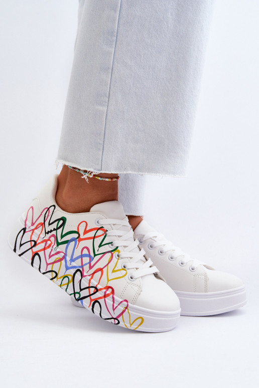 Femminile Scarpe modello sneakers Con I Cuori Colore bianco Claral