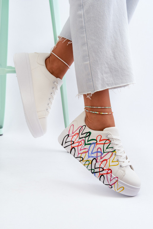 Femminile Scarpe modello sneakers Con I Cuori Colore bianco Claral