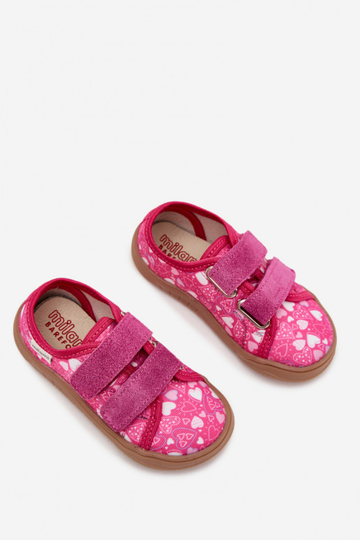 Pantofole Barefoot Infantile con i cuori Milami colore rosa Saphira