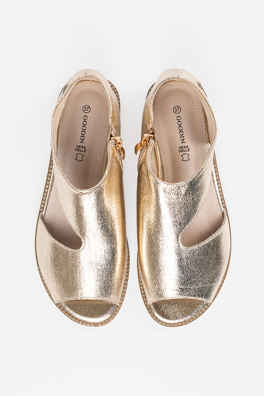 colore dorato sandali donne z Aycięciami