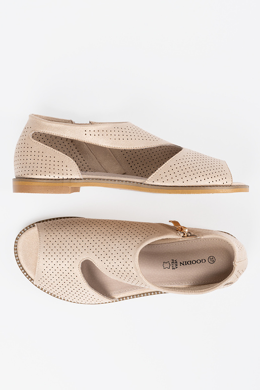 colore dorato sandali traforato su suola piatta