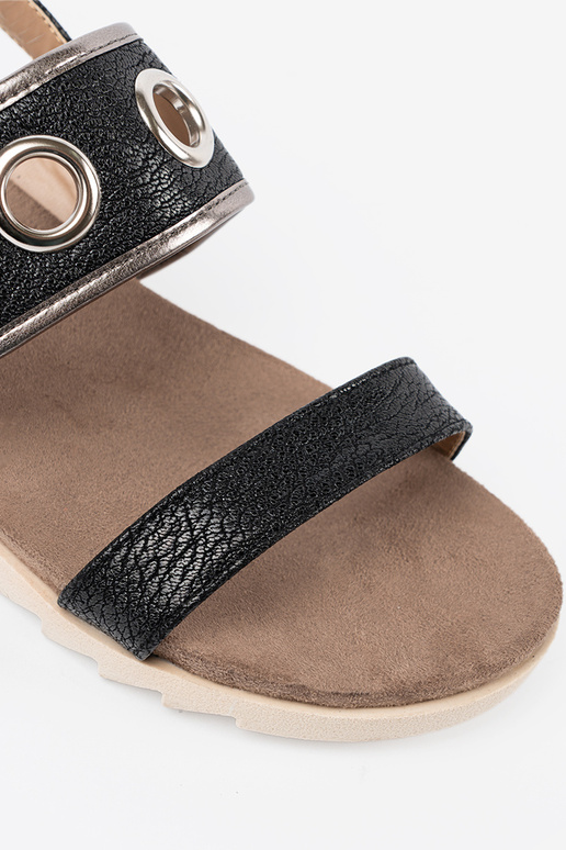 colore nero sandali z ozdobnymi metaloAymi kółkami