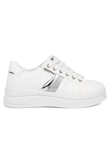 Colore bianco Scarpe modello sneakers z metallicom argentom akcentem 2