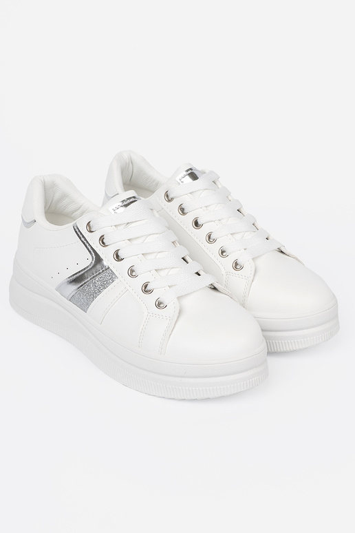 Colore bianco Scarpe modello sneakers z metallicom argentom akcentem