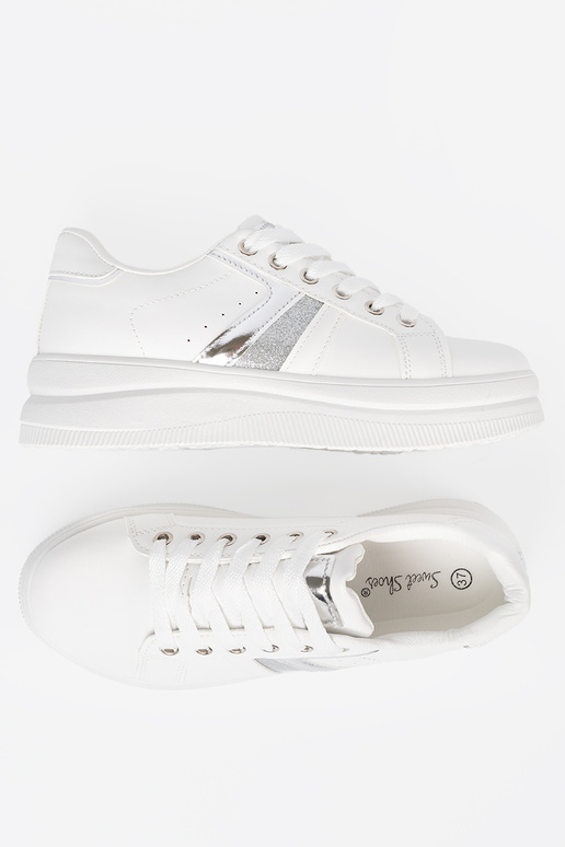 Colore bianco Scarpe modello sneakers z metallicom argentom akcentem
