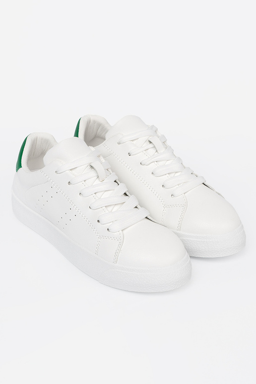 Elegantello classico Colore bianco Scarpe modello sneakers z verdem akcentem