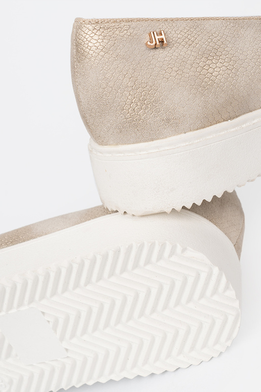 colore dorato mocassini z biżuteryjnym detalem na przodzie