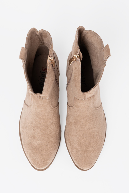 beige scarpe stivali da coAboy dalla pelle scamosciata