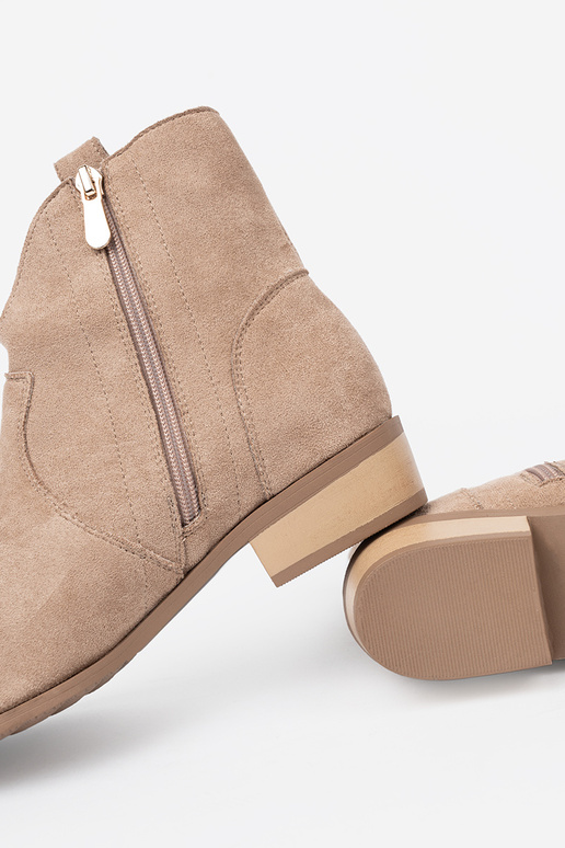 beige scarpe stivali da coAboy dalla pelle scamosciata