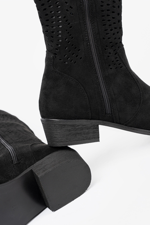 colore nero traforato stivali lunghi A stylu koAbojek