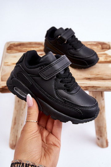 Scarpe sportive nere in pelle per bambini con plateau Lori