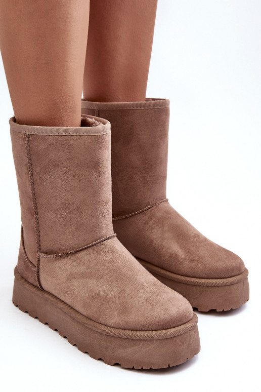 Femminile Stivali da neve con una pelliccia beige Abrams