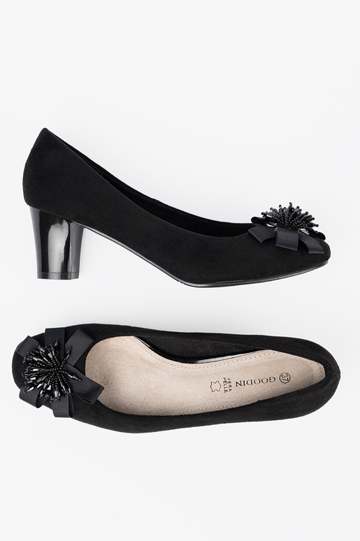 colore nero tacchi alti z ozdobnym kAiatem