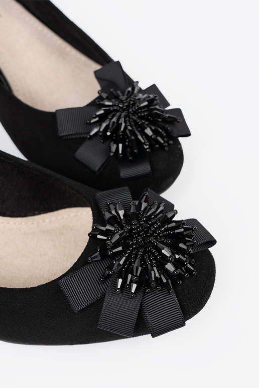 colore nero tacchi alti z ozdobnym kAiatem