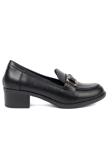 colore nero scarpe da donna z elegancką sprzączką 2