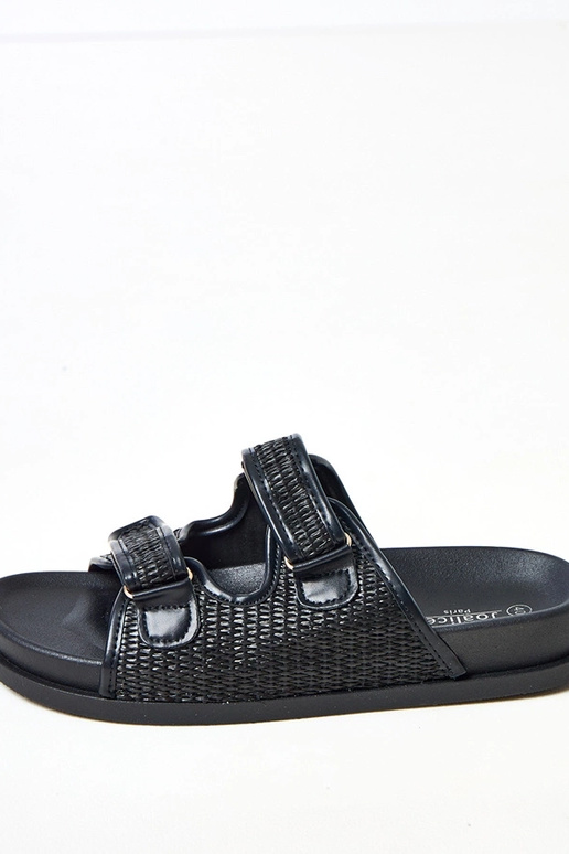 Ciabatte nere di pizzo con cinturini...