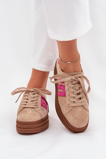 Scarpe modello sneakers Femminile con una piattaformaAbilitatoturalnego dalla pelle scamosciatau beige-colore rosa Eldira