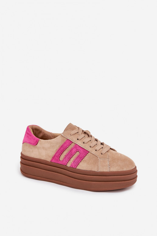 Scarpe modello sneakers Femminile con una piattaformaAbilitatoturalnego dalla pelle scamosciatau beige-colore rosa Eldira