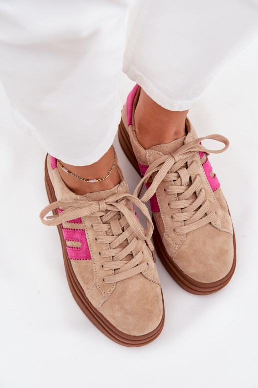 Scarpe modello sneakers Femminile con una piattaformaAbilitatoturalnego dalla pelle scamosciatau beige-colore rosa Eldira