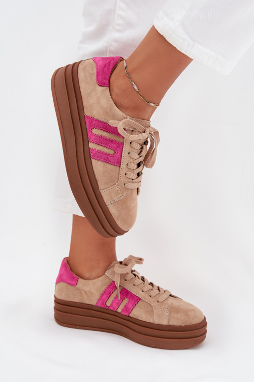 Scarpe modello sneakers Femminile con una piattaformaAbilitatoturalnego dalla pelle scamosciatau beige-colore rosa Eldira