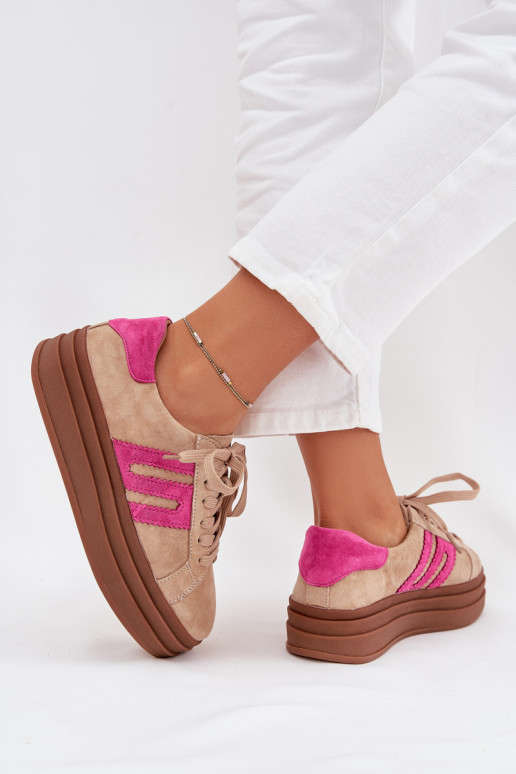 Scarpe modello sneakers Femminile con una piattaformaAbilitatoturalnego dalla pelle scamosciatau beige-colore rosa Eldira
