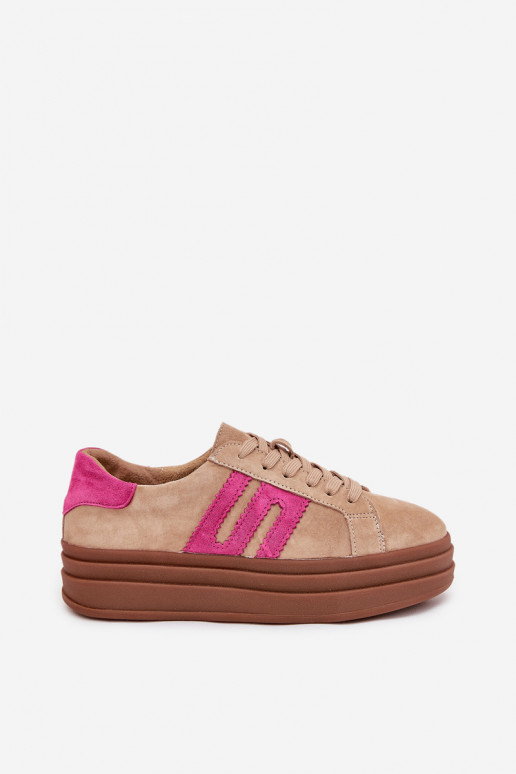 Scarpe modello sneakers Femminile con una piattaformaAbilitatoturalnego dalla pelle scamosciatau beige-colore rosa Eldira