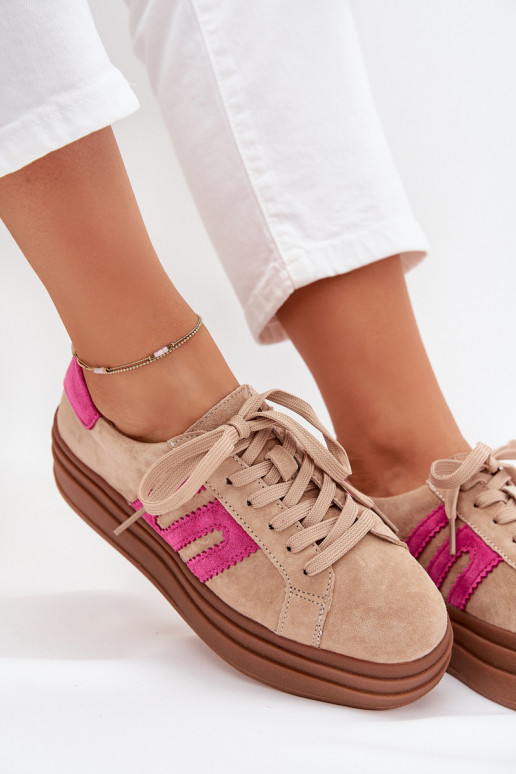 Scarpe modello sneakers Femminile con una piattaformaAbilitatoturalnego dalla pelle scamosciatau beige-colore rosa Eldira