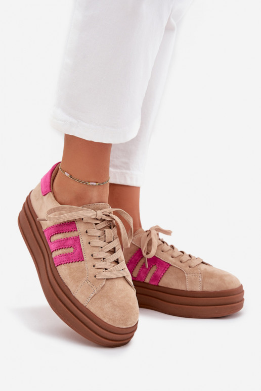 Scarpe modello sneakers Femminile con una piattaformaAbilitatoturalnego dalla pelle scamosciatau beige-colore rosa Eldira