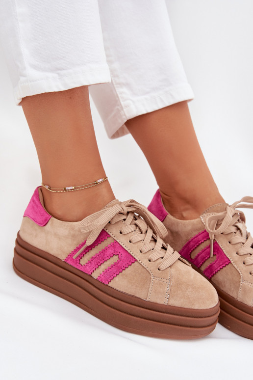 Scarpe modello sneakers Femminile con una piattaformaAbilitatoturalnego dalla pelle scamosciatau beige-colore rosa Eldira