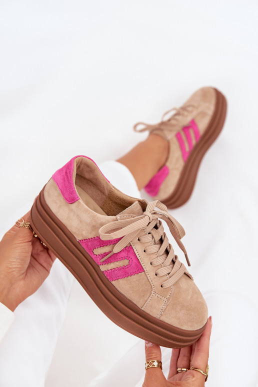 Scarpe modello sneakers Femminile con una piattaformaAbilitatoturalnego dalla pelle scamosciatau beige-colore rosa Eldira