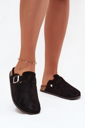 Ciabatte da donna a zoccolo con platform e fibbie argento Big Star SS274736 di colore nero 2