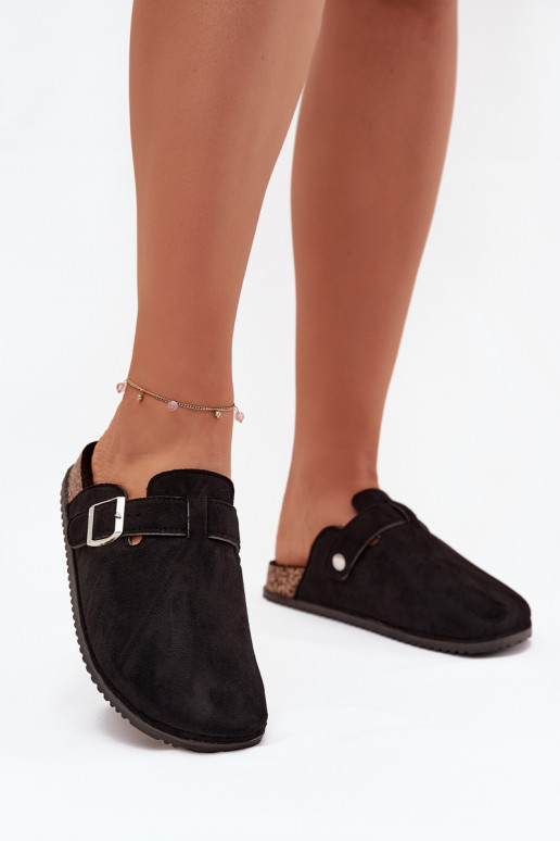 Pantofole Zoccoli Femminile con una piattaforma color argento con fibbie Big Star SS274736 colore nero