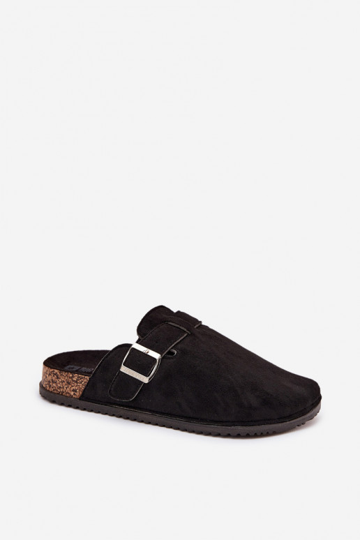 Pantofole Zoccoli Femminile con una piattaforma color argento con fibbie Big Star SS274736 colore nero