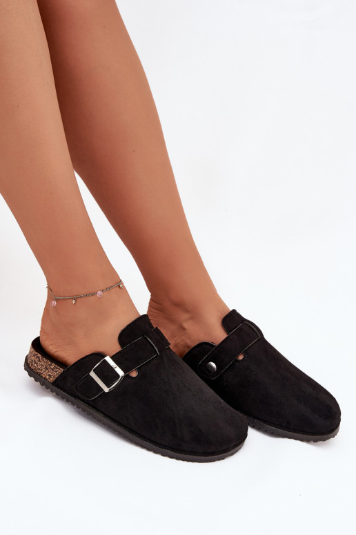 Pantofole Zoccoli Femminile con una piattaforma color argento con fibbie Big Star SS274736 colore nero