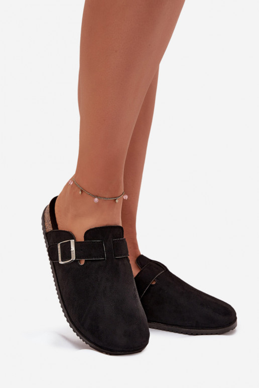 Pantofole Zoccoli Femminile con una piattaforma color argento con fibbie Big Star SS274736 colore nero