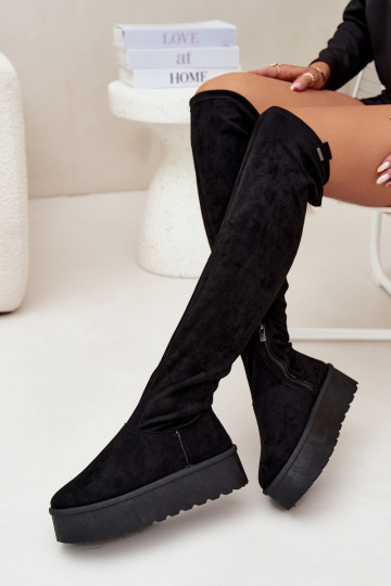 Stivali alti da donna con platform sopra il ginocchio Big Star SS274264 di colore nero