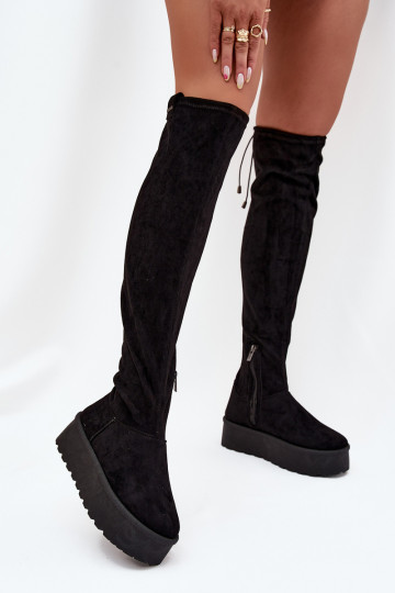 Stivali alti da donna con platform sopra il ginocchio Big Star SS274264 di colore nero 2