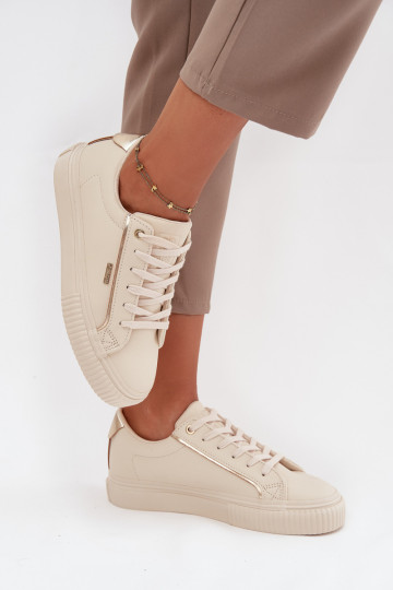 Sneakers da donna in pelle sintetica Big Star SS274027 color sabbia-oro