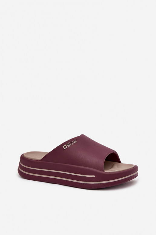 Pantofole da donna con una piattaforma Big Star SS274425 Borgogna