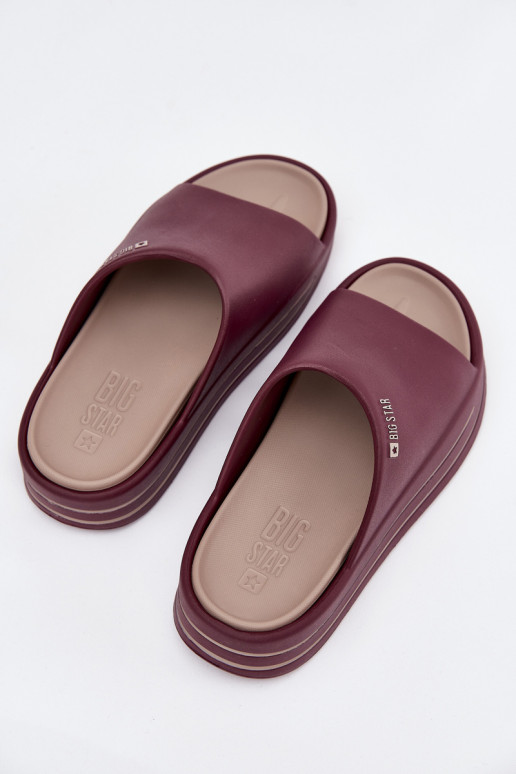 Pantofole da donna con una piattaforma Big Star SS274425 Borgogna