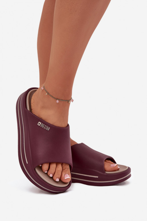 Pantofole da donna con una piattaforma Big Star SS274425 Borgogna