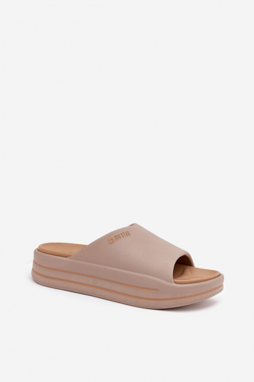 Pantofole da donna con una piattaforma Big Star SS274424 beige
